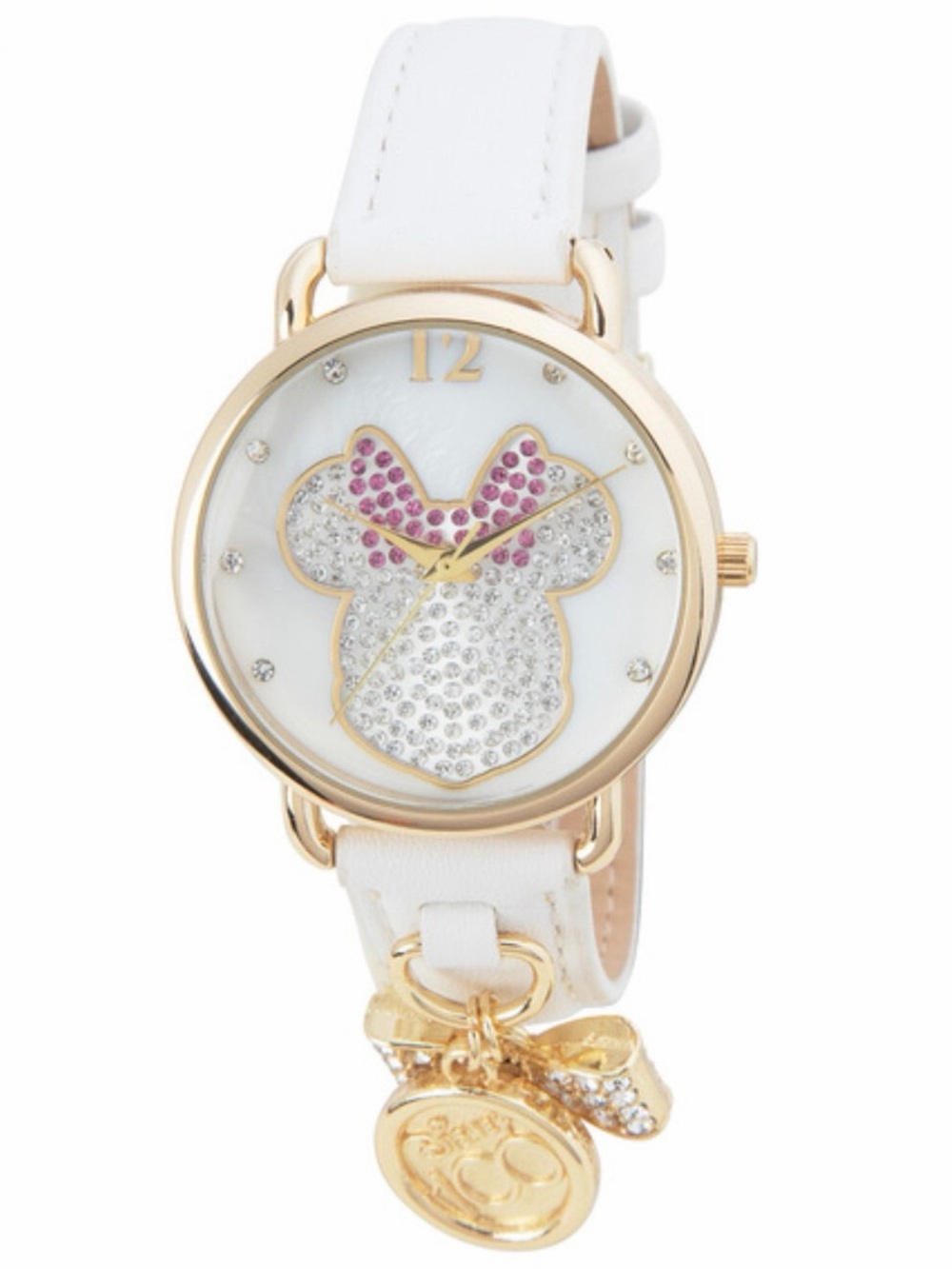 Disney White and Gold Watch with Pink Bow Minnie Accent